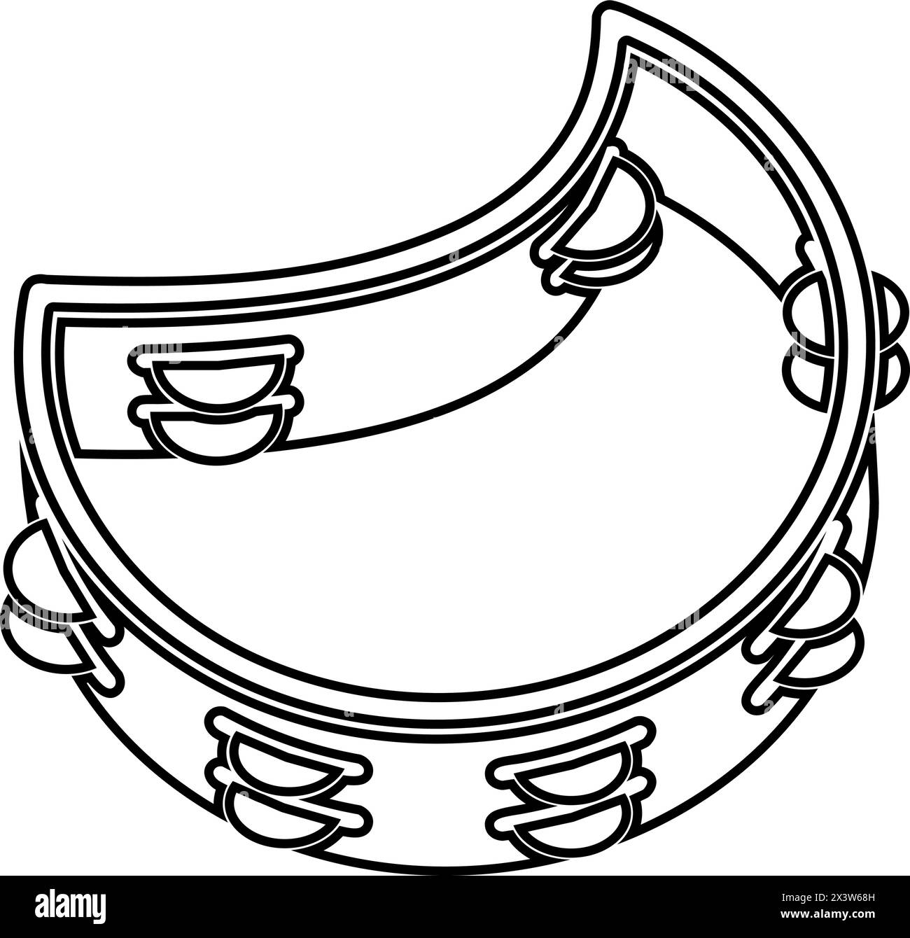 A tambourine musical instrument in line art style vector Stock Vector