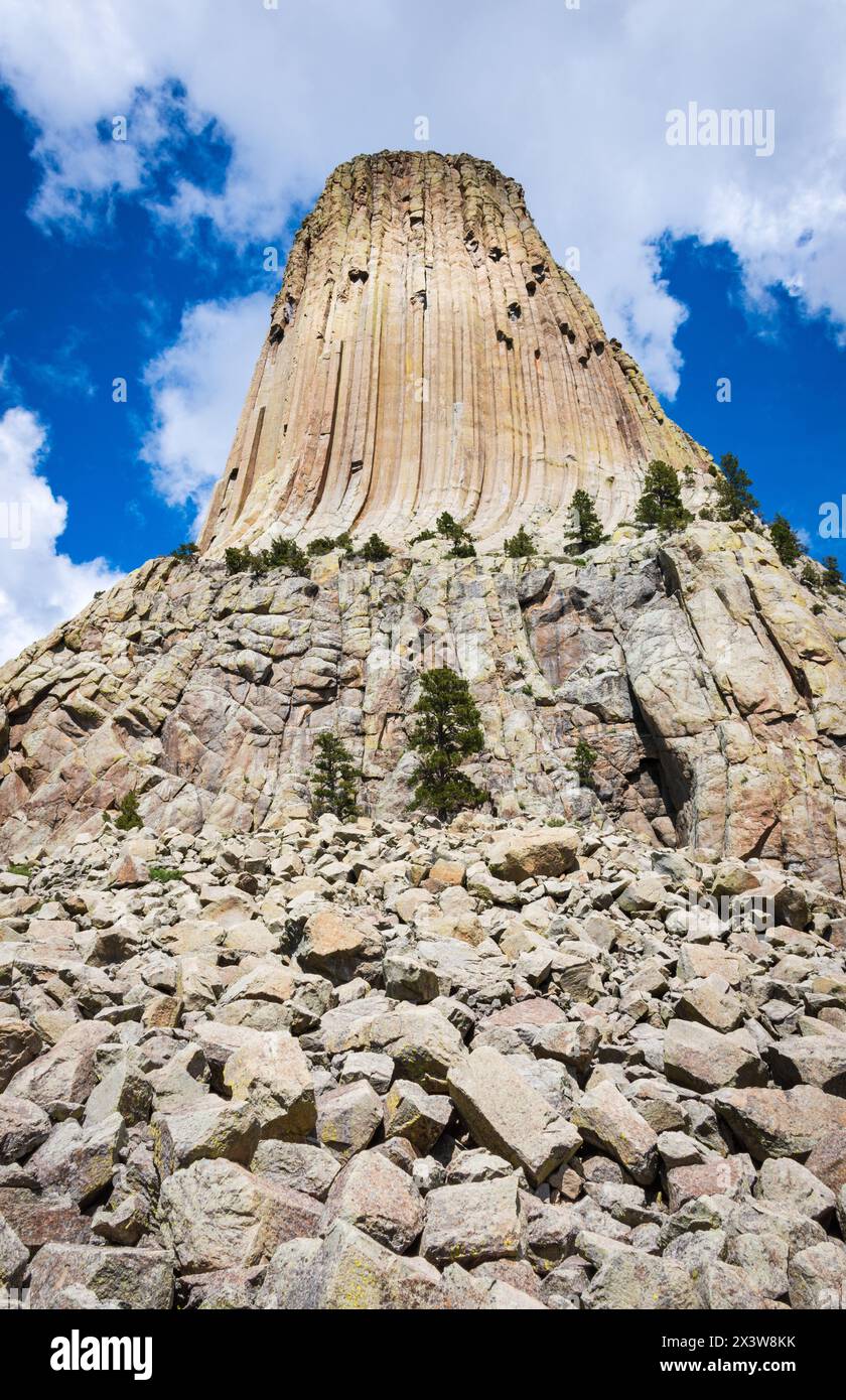 Devils Tower National Monument, Butte in Wyoming, USA Stock Photo