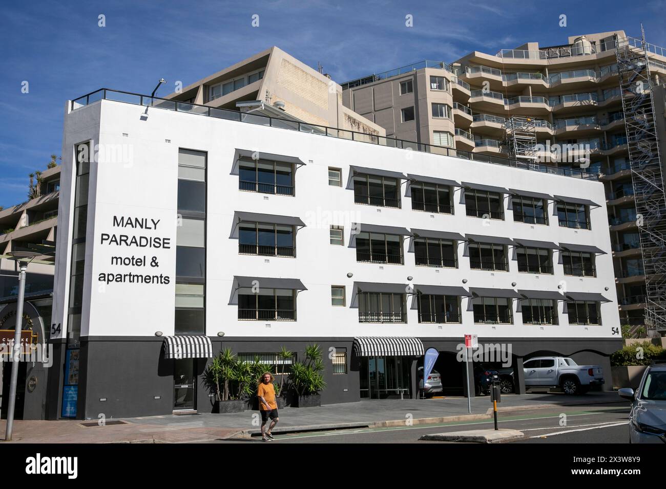 Manly Paradise apartment and motel building in the Sydney seaside suburb of Manly Beach,Sydney,NSW,Australia Stock Photo
