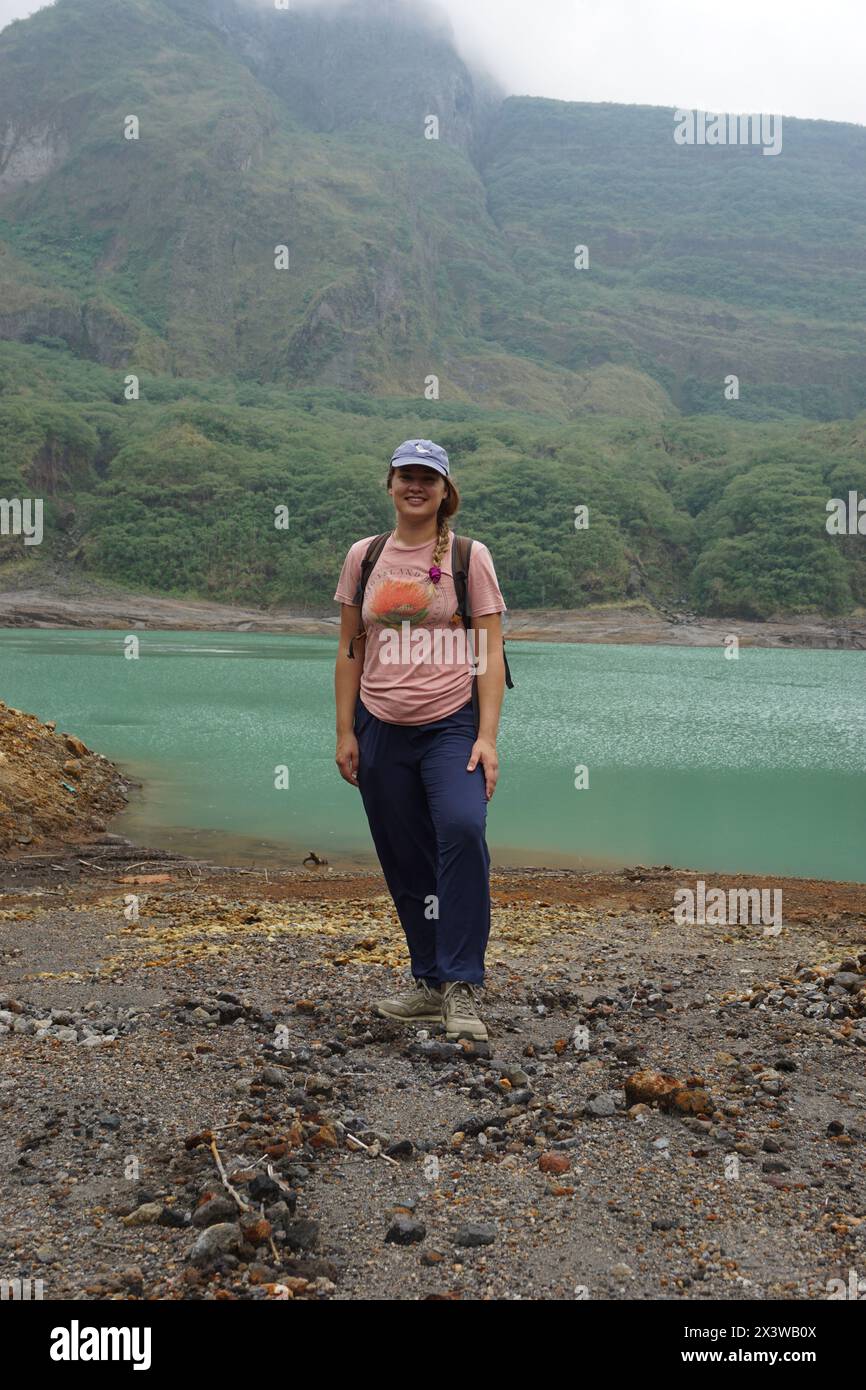 tourists holiday on Mount Kelud. Mount Kelud is one of the volcanoes in Indonesia which last erupted in 2014 Stock Photo