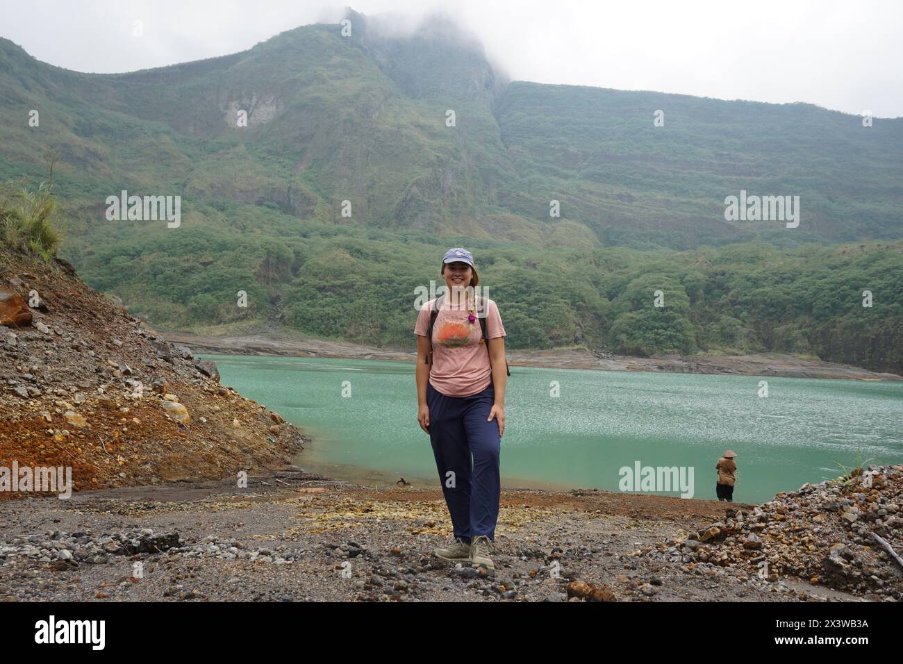 tourists holiday on Mount Kelud. Mount Kelud is one of the volcanoes in Indonesia which last erupted in 2014 Stock Photo