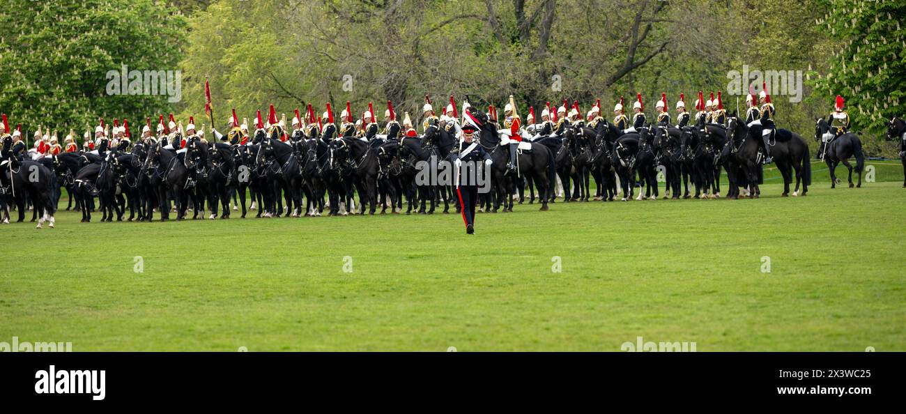The massed ranks of the Household Cavalry assembled for inspection. The ...