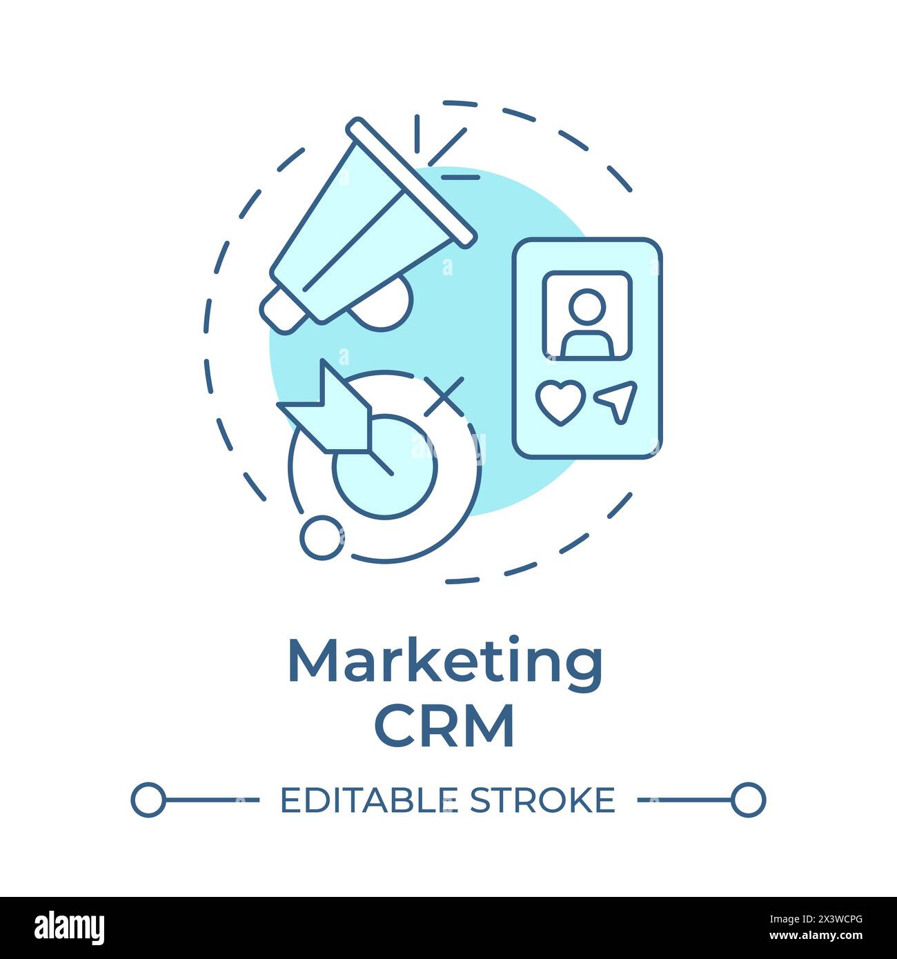 Marketing CRM soft blue concept icon Stock Vector
