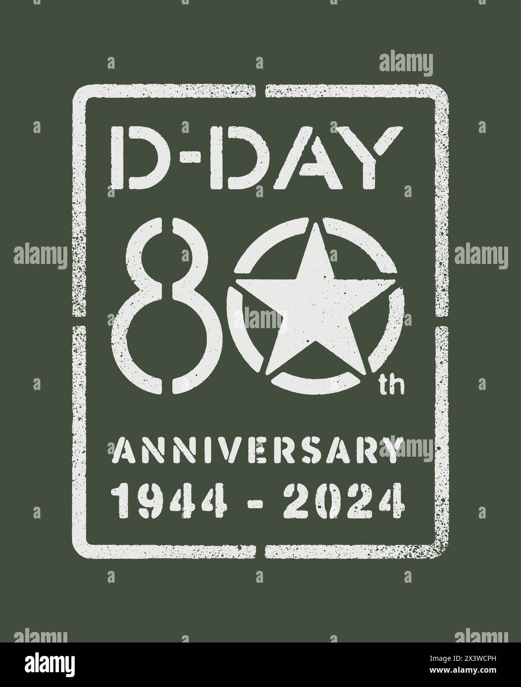 Stencil paint about the 80th Anniversary of the D-Day in vector Stock Vector