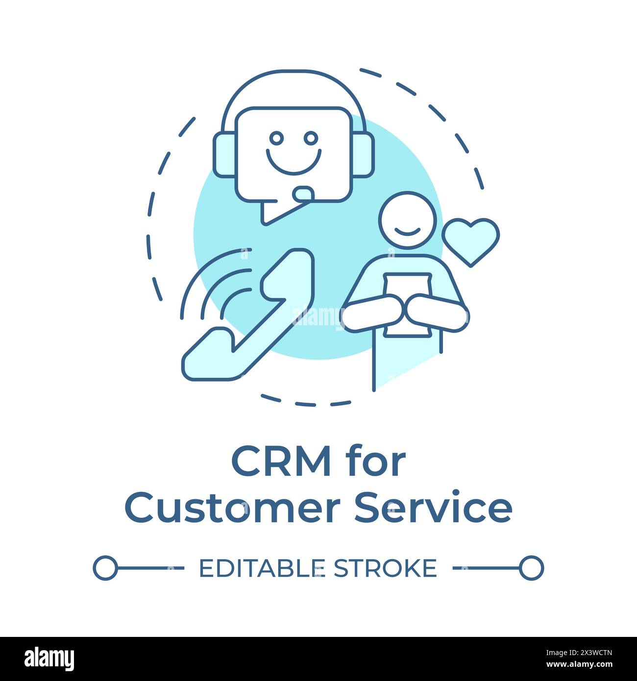 CRM for customer service soft blue concept icon Stock Vector