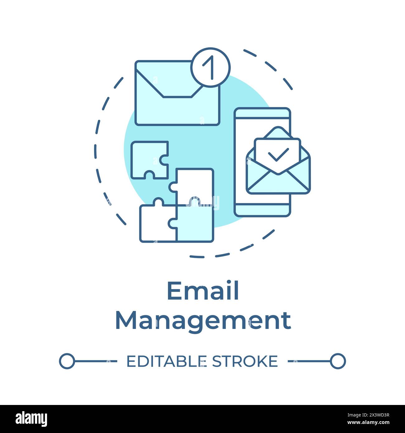 Email management soft blue concept icon Stock Vector