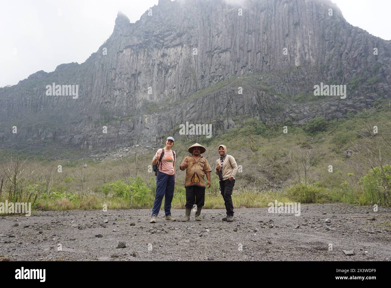 tourists holiday on Mount Kelud. Mount Kelud is one of the volcanoes in Indonesia which last erupted in 2014 Stock Photo