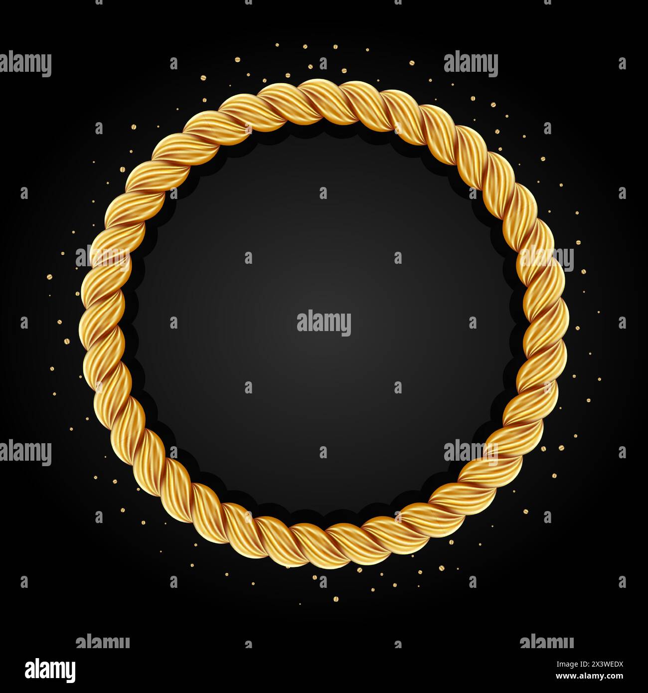 Gold twisted rope circle frame. Round rope border Stock Vector Image ...