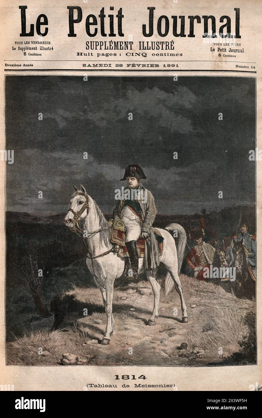 Vintage illustration, Napoleon Bonaparte on his horse, Marengo, 1814, French history, 19th Century Stock Photo