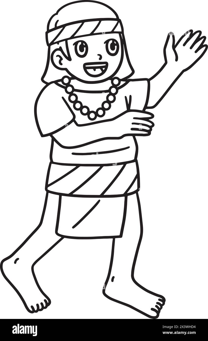 Columbus Day Native Man Isolated Coloring Page  Stock Vector