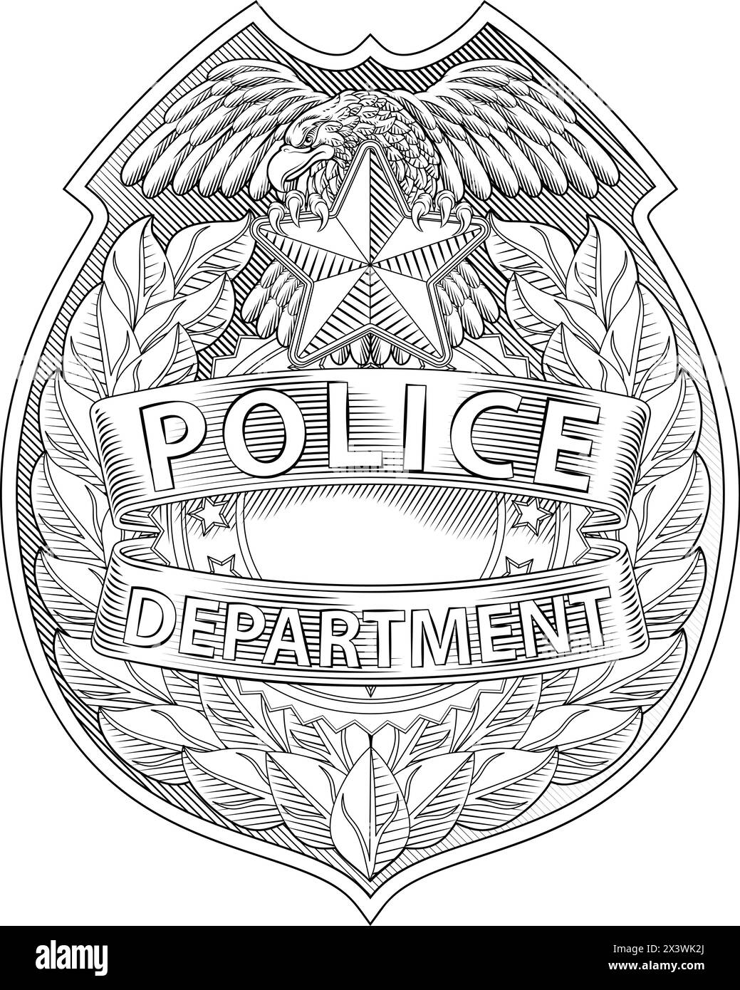 Police Badge Shield Star Sheriff Cop Crest Symbol Stock Vector