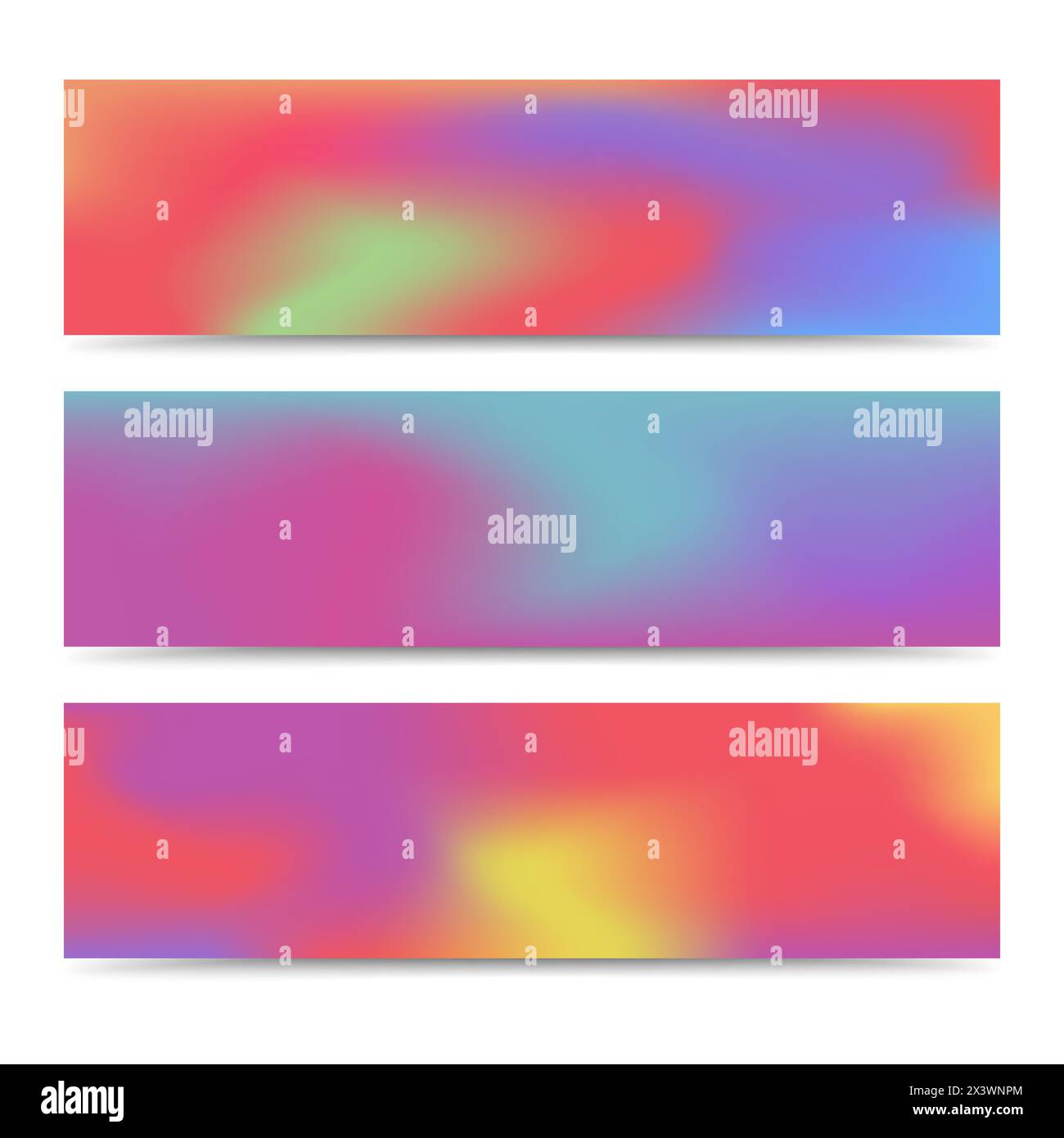 Smooth abstract blurred gradient colorful banners set. Abstract Creative multicolored background. Vector illustration Stock Vector