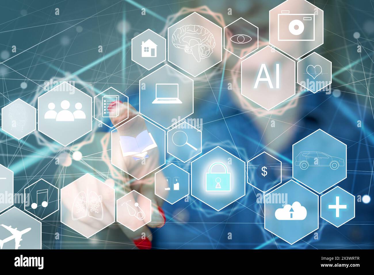 Human and technology concept. AI (Artificial Intelligence ...