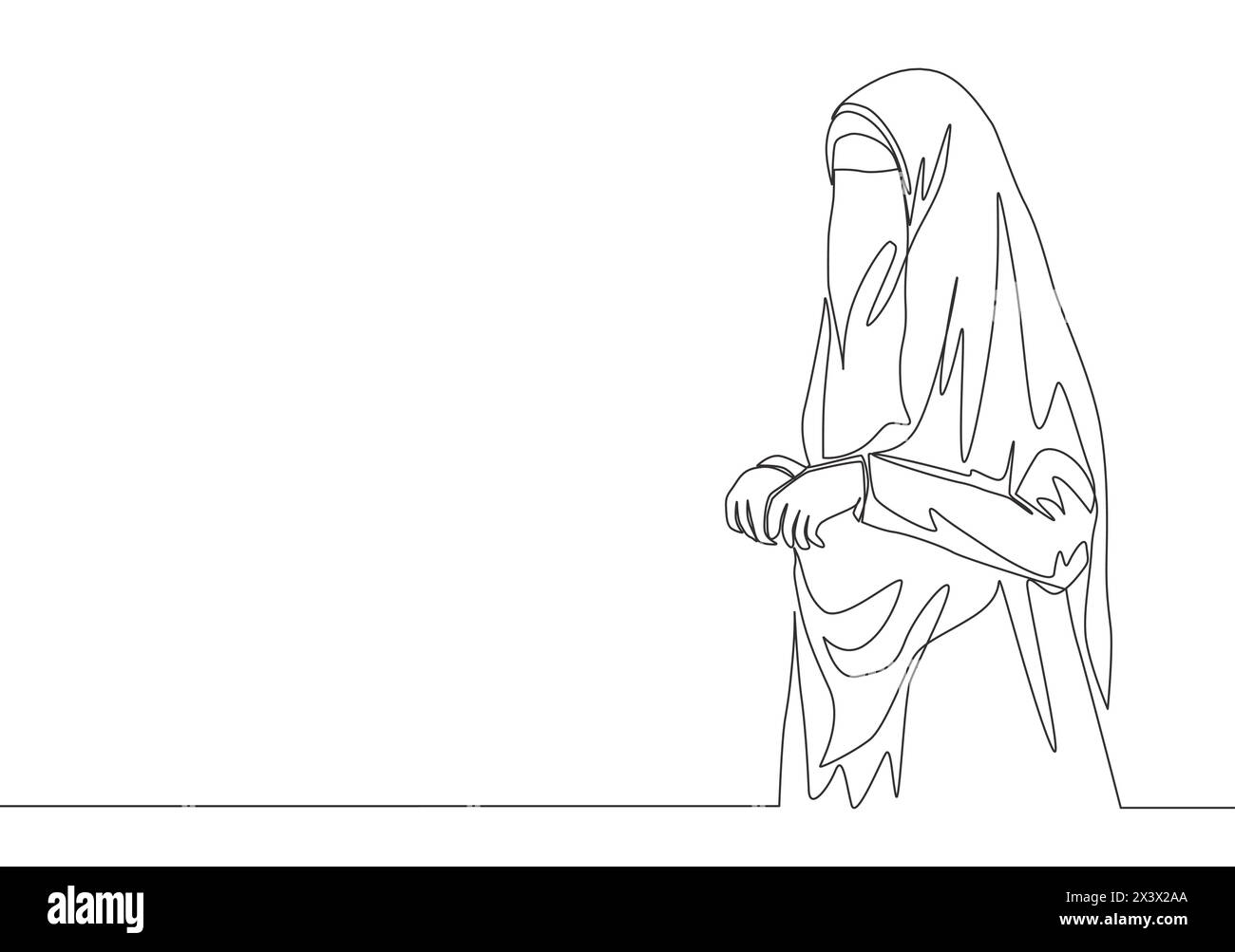 One single line drawing of young beautiful pretty middle east muslimah ...