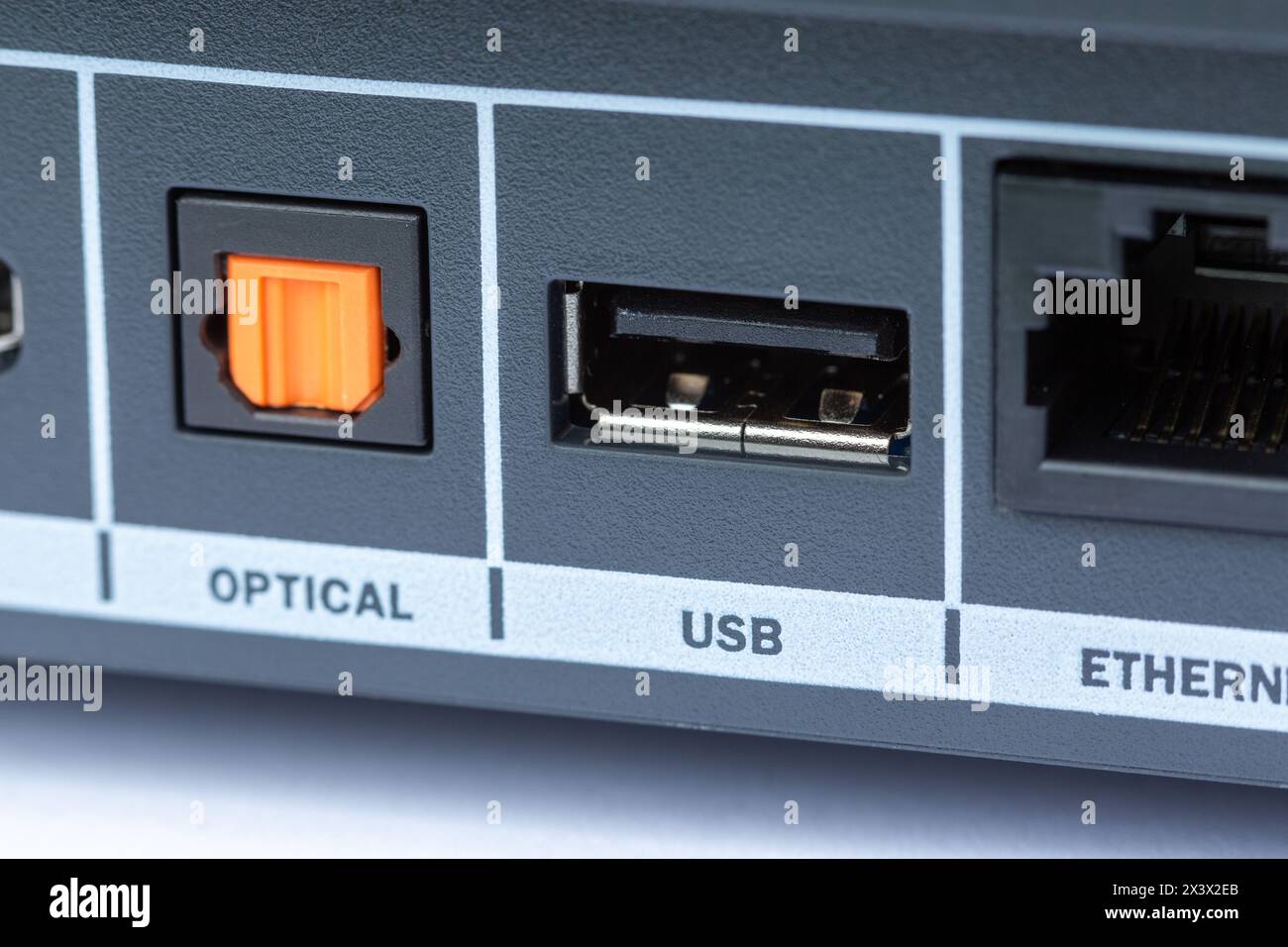 Close up of a USB Port on a Freesat TV Box Stock Photo