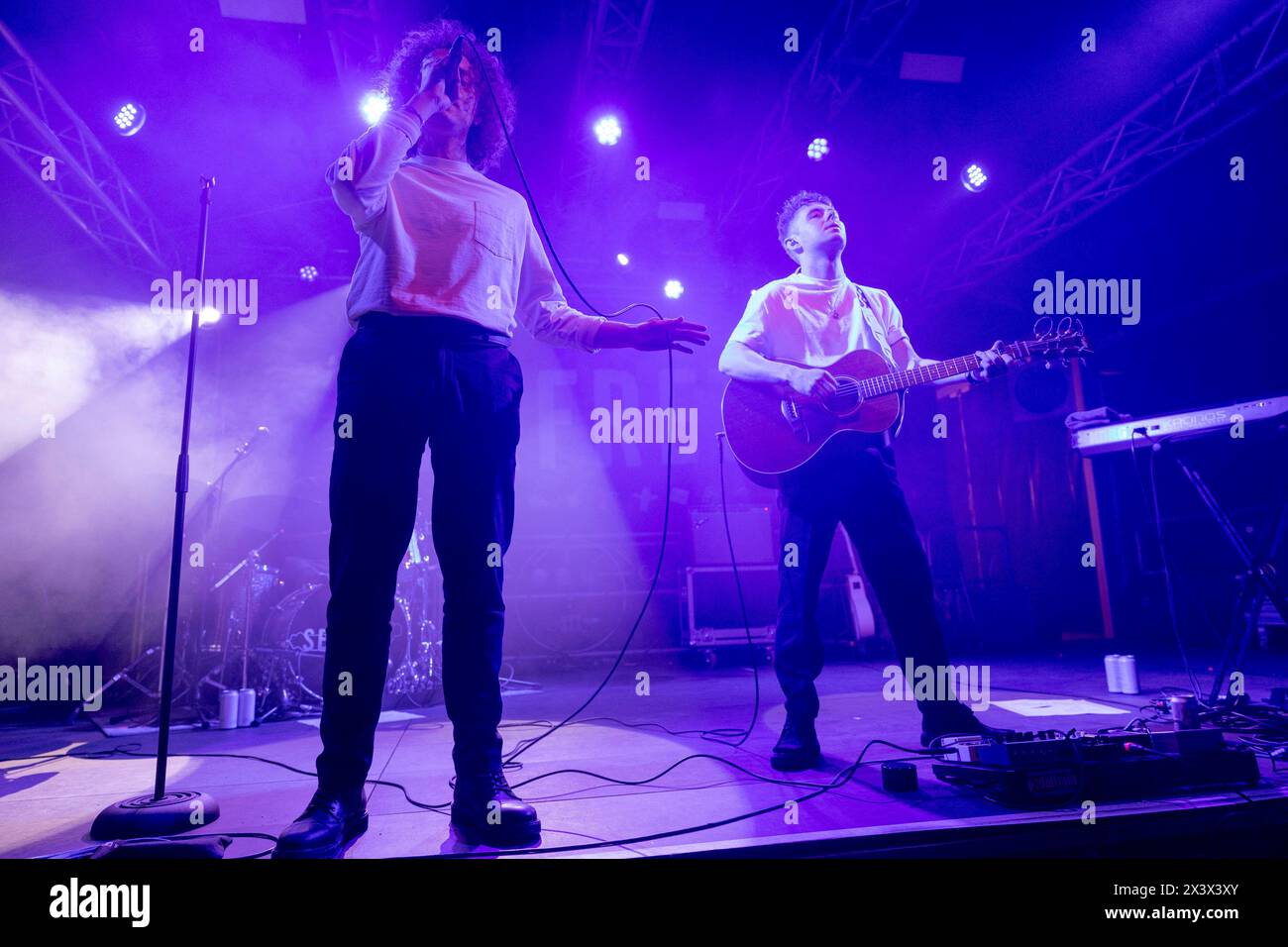 Jack Sedman (L) and Harry Draper (R) of British music duo Seafret performs live at Circolo Magnolia in Milan, Italy, on April 28 2024 (Photo by Mairo Cinquetti/NurPhoto) Stock Photo