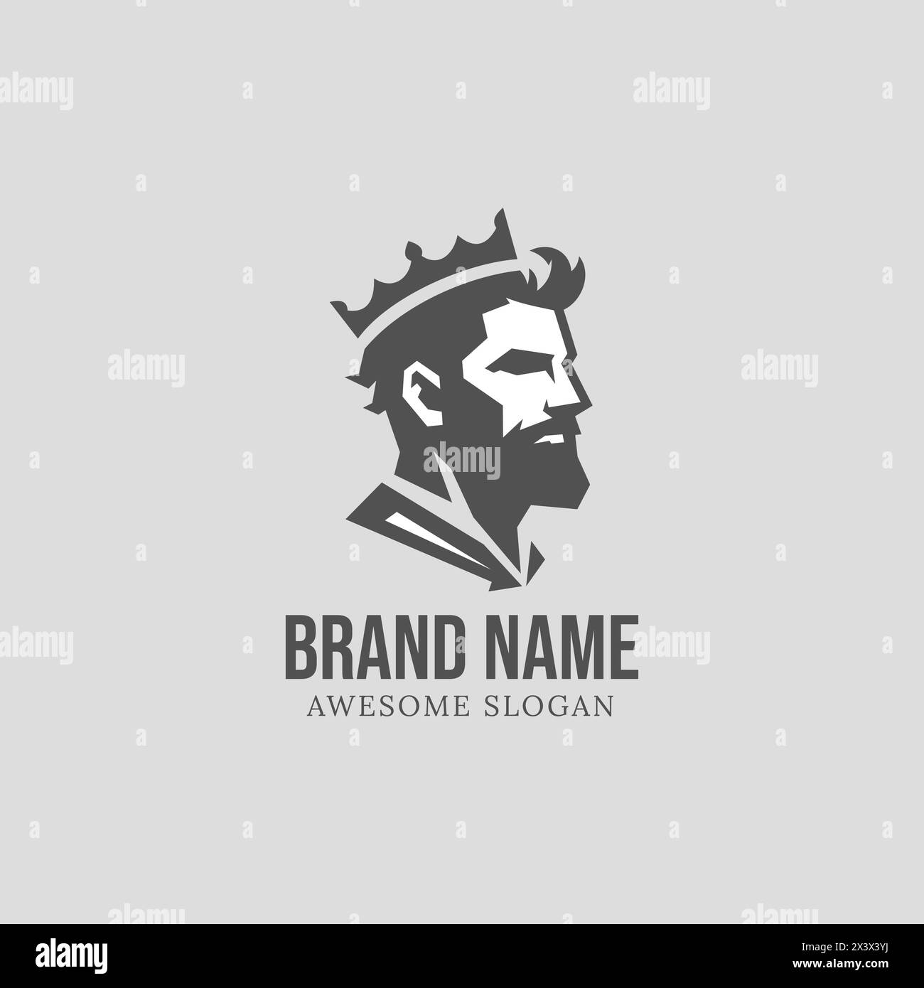 Man wearing king crown hat logo design. Masculine styled brand identity template. Stock Vector