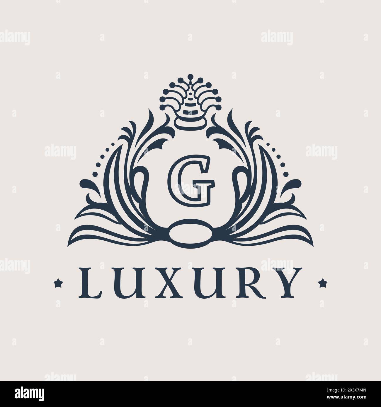Calligraphic flourishes Luxury Logo template elegant ornament. Business sign, monogram, emblem for Hotel, restaurant, Royalty boutique cafe, heraldic, Stock Vector