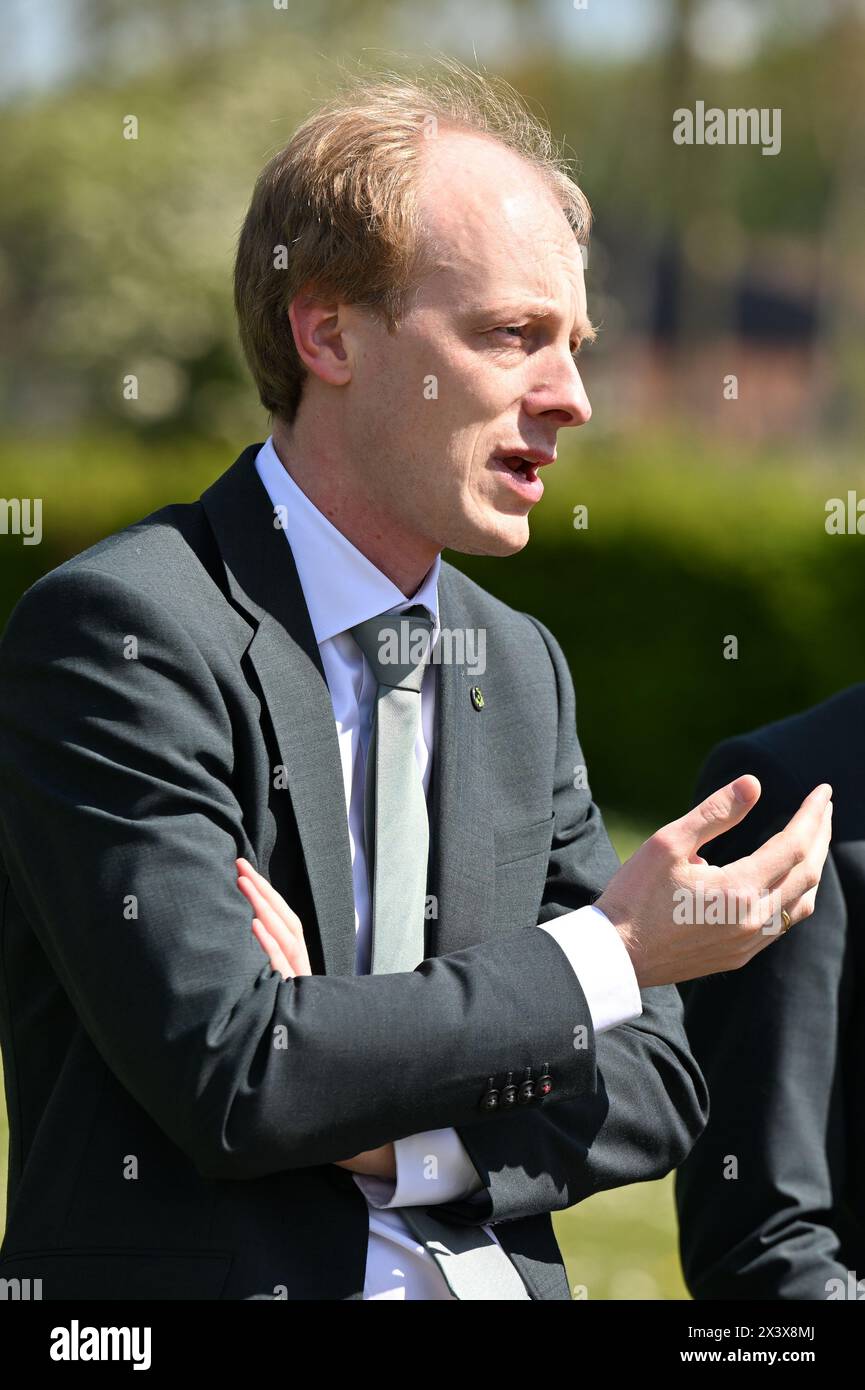 Brugge, Belgium. 29th Apr, 2024. CEO Alexander Vantyghem of Cercle Brugge pictured during a press conference of Cercle Brugge to announce plans to build a new state of the art training center and complex on April 29, 2024 in Brugge, Belgium. (Photo by David Catry/Isosport) Credit: sportpix/Alamy Live News Stock Photo