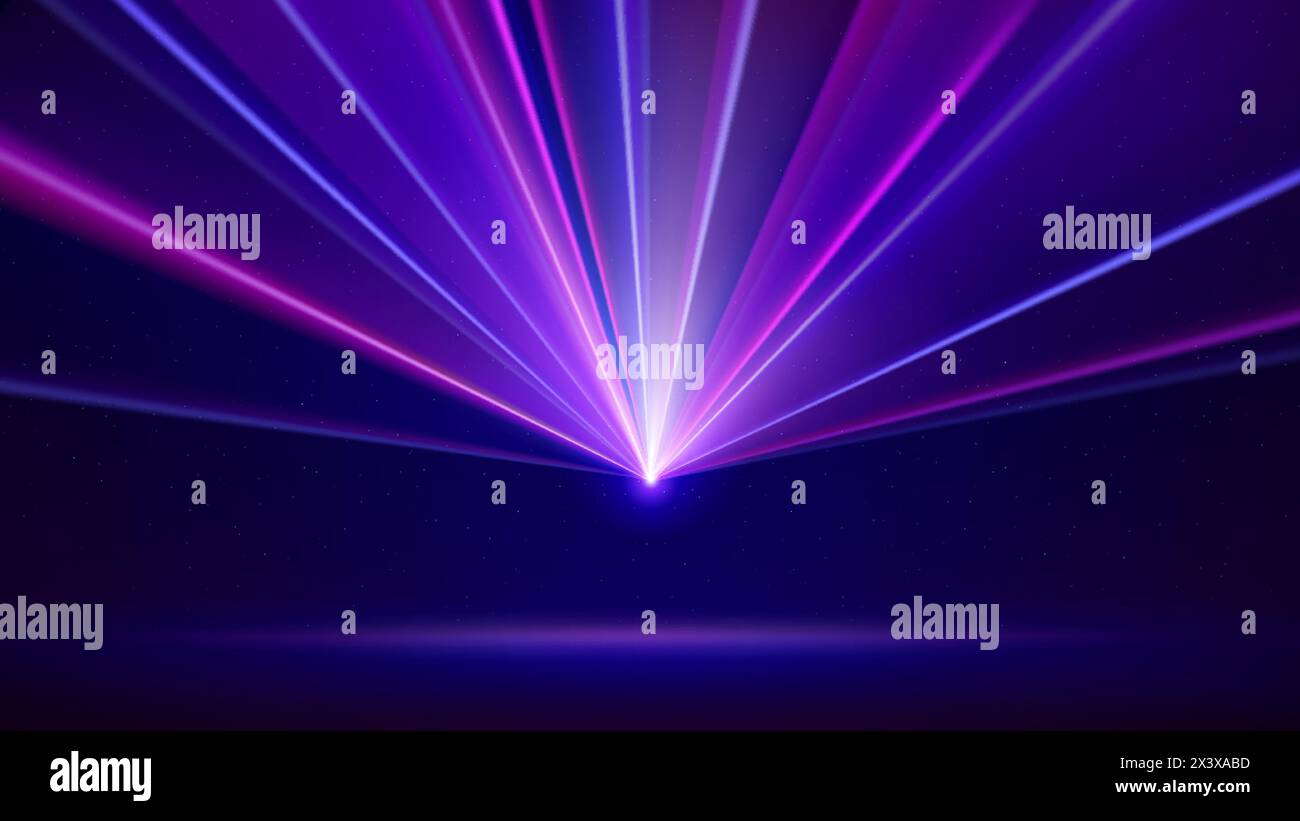 Laser light show. Bright led laser beams, dj light party. Illuminated ...