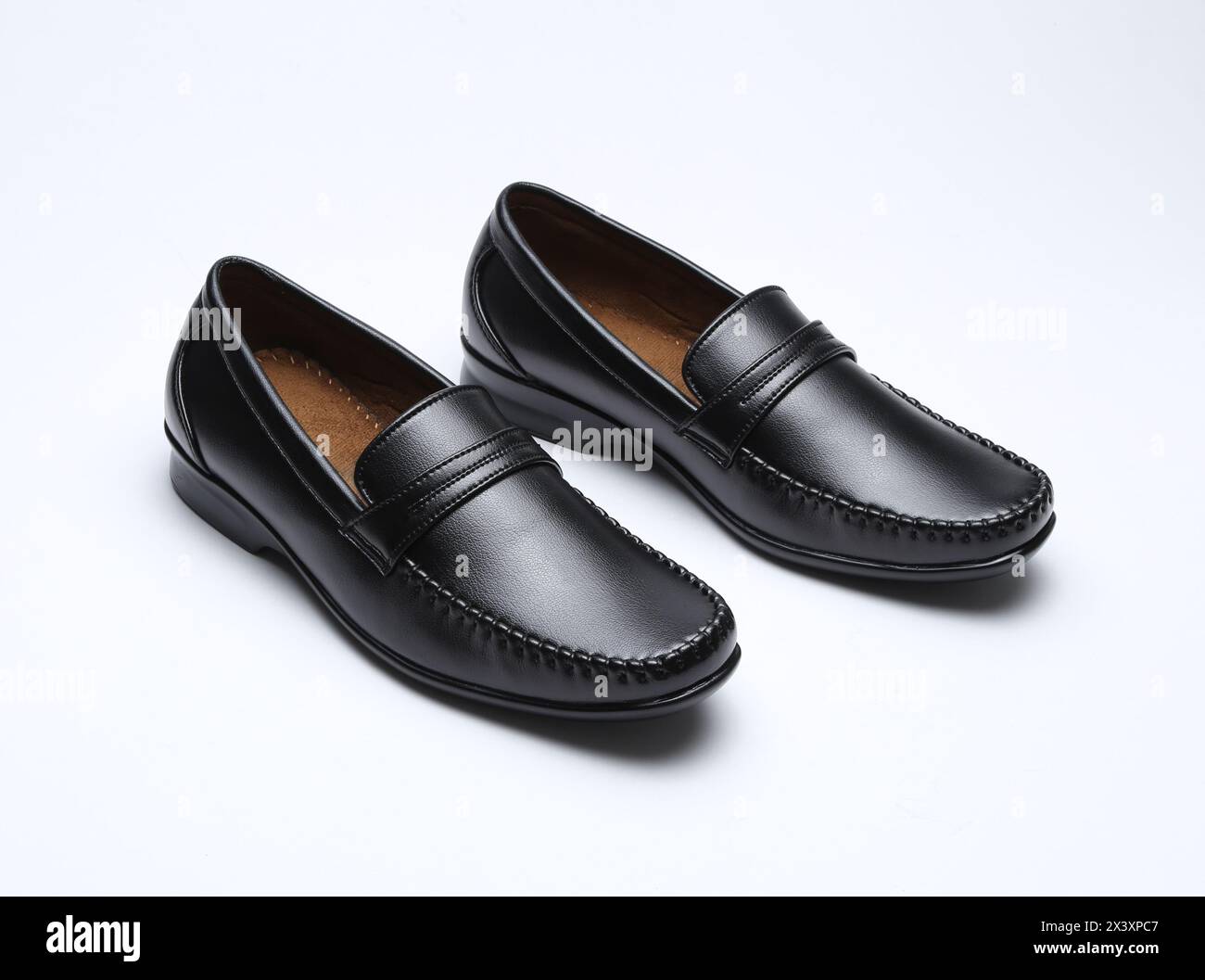 black leather formal shoes isolated on white background Stock Photo - Alamy