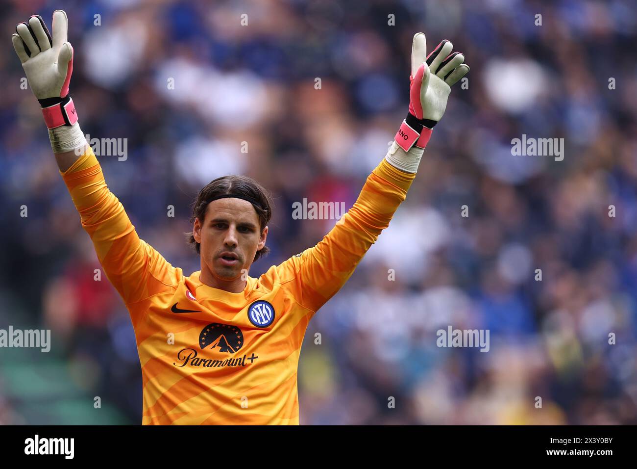 Yann Sommer of Fc Internazionale gestures during the Serie A match beetween Fc Internazionale and Torino Fc at Stadio Giuseppe Meazza on April 28, 2024 in Milan  Italy . Stock Photo