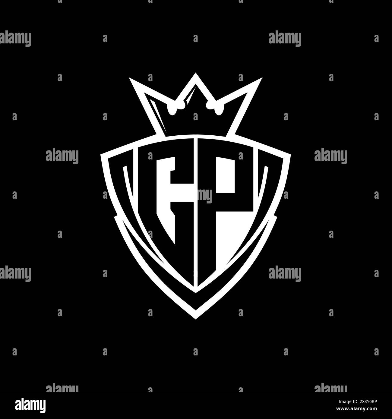 CP Bold letter logo with sharp triangle shield shape with crown inside ...