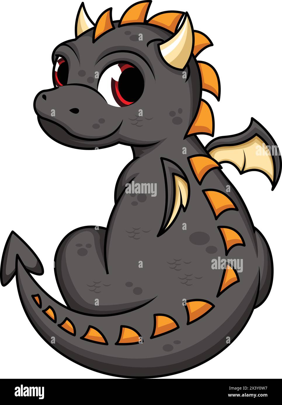 Cute Black Dragon Vector Cartoon Clip Art Stock Vector Image And Art Alamy 2268