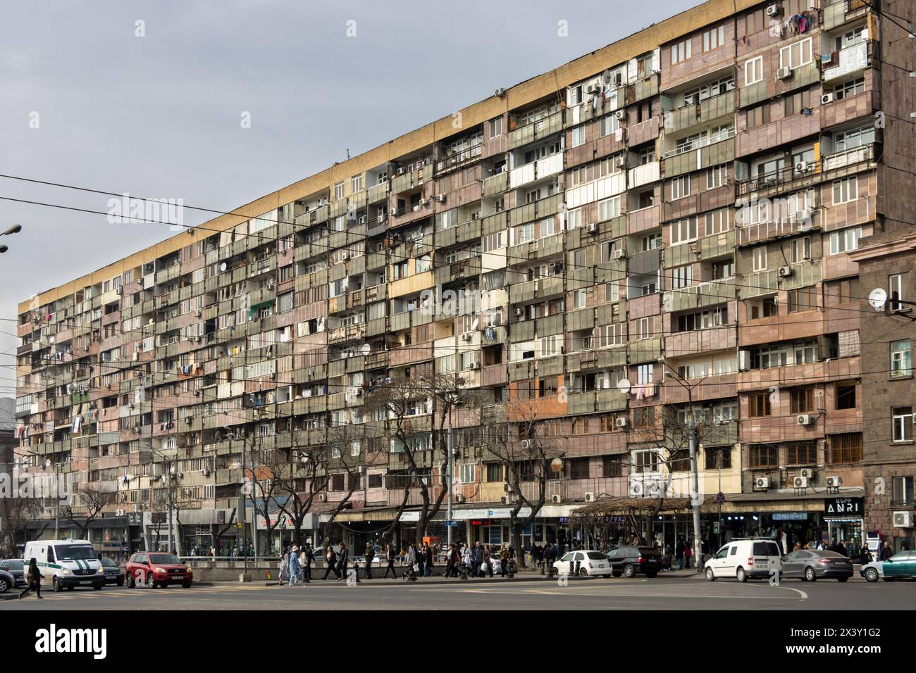 Yerevan, Armenia February 13 2024: An old apartment building in Yerevan Stock Photo