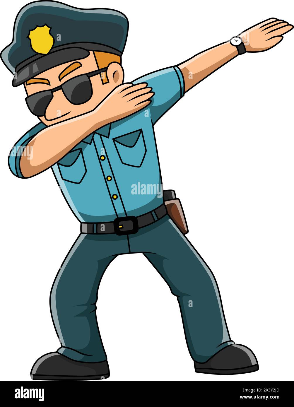 Dabbing policeman character vector cartoon clip art Stock Vector