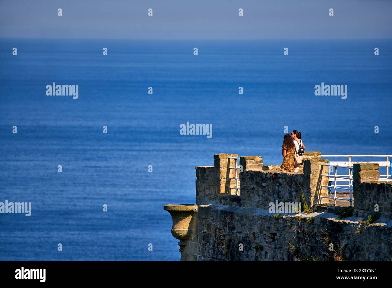 Viewpoint in the Battery of the Ladies, Cantabrian Sea, Donostia, San Sebastian, cosmopolitan city of 187,000 inhabitants, noted for its gastronomy, u Stock Photo