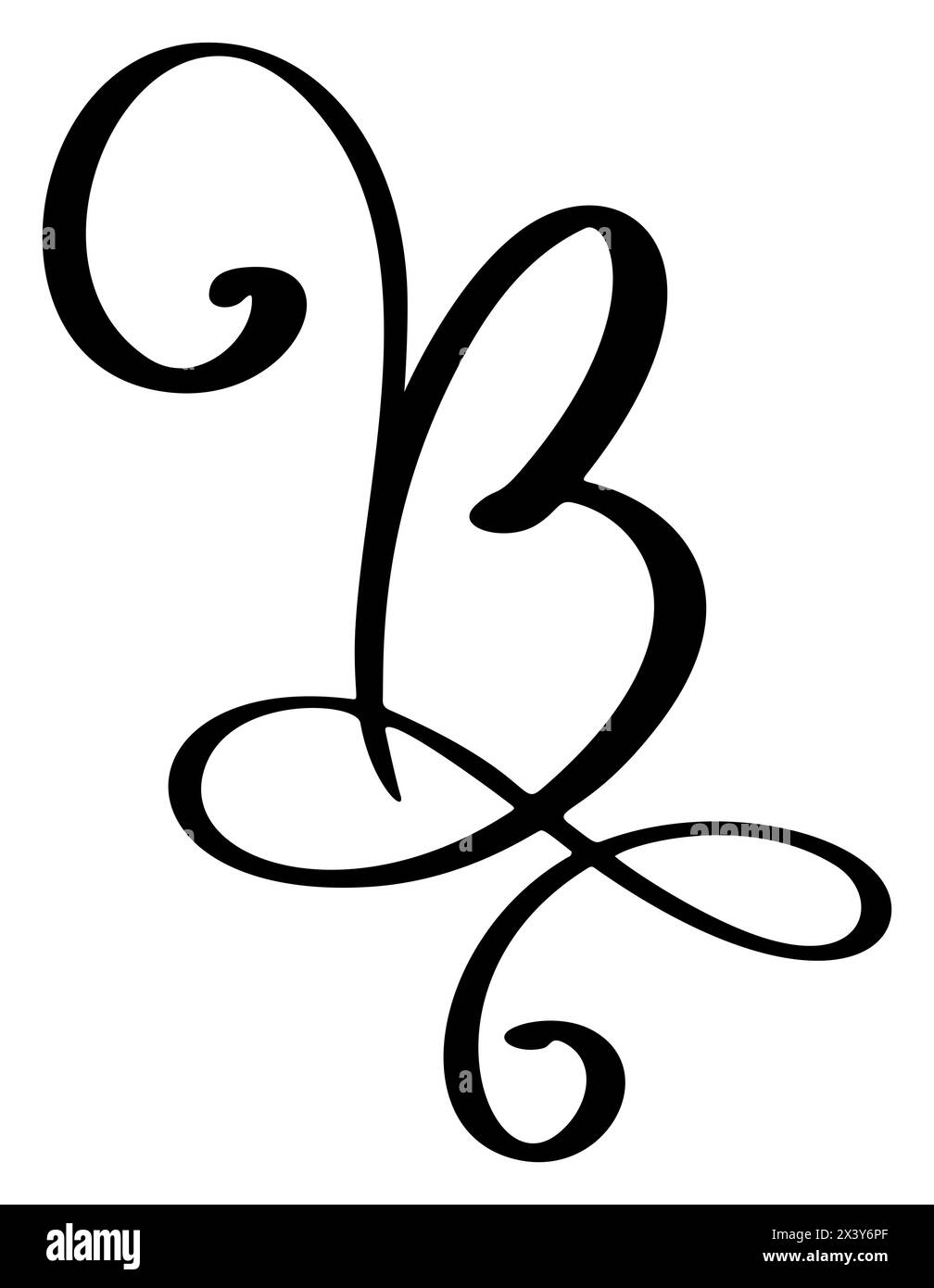 Vector calligraphy hand drawn letter B. Script font icon logo ...