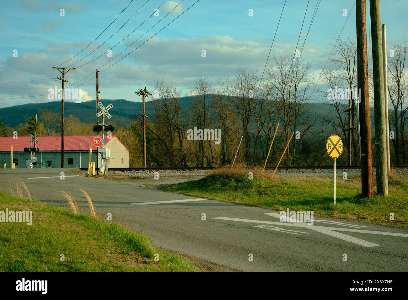 A railroad crossing in Wytheville, Virginia Stock Photo