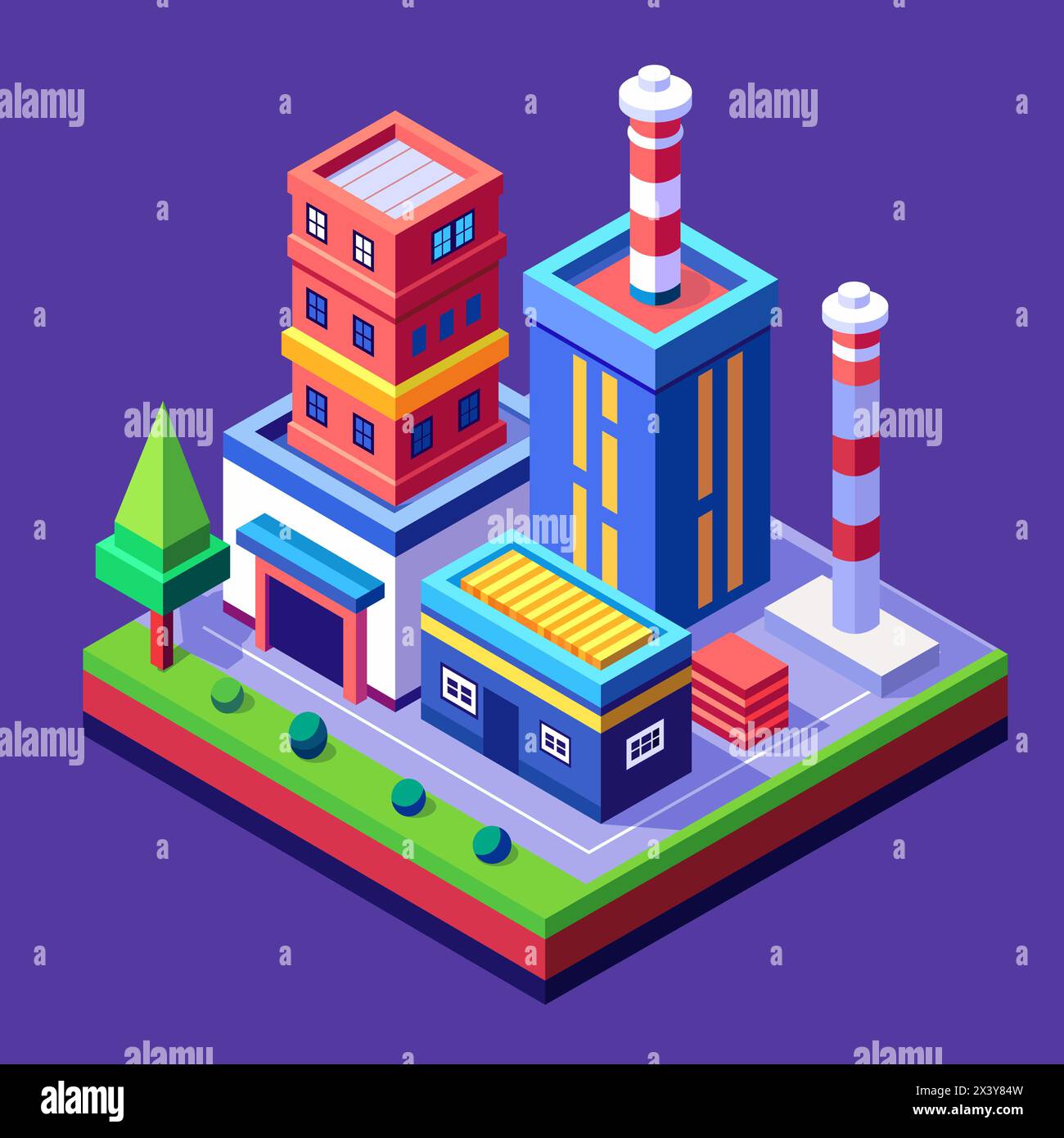 A Buildings isometric industry factory game asset art style 3D ...