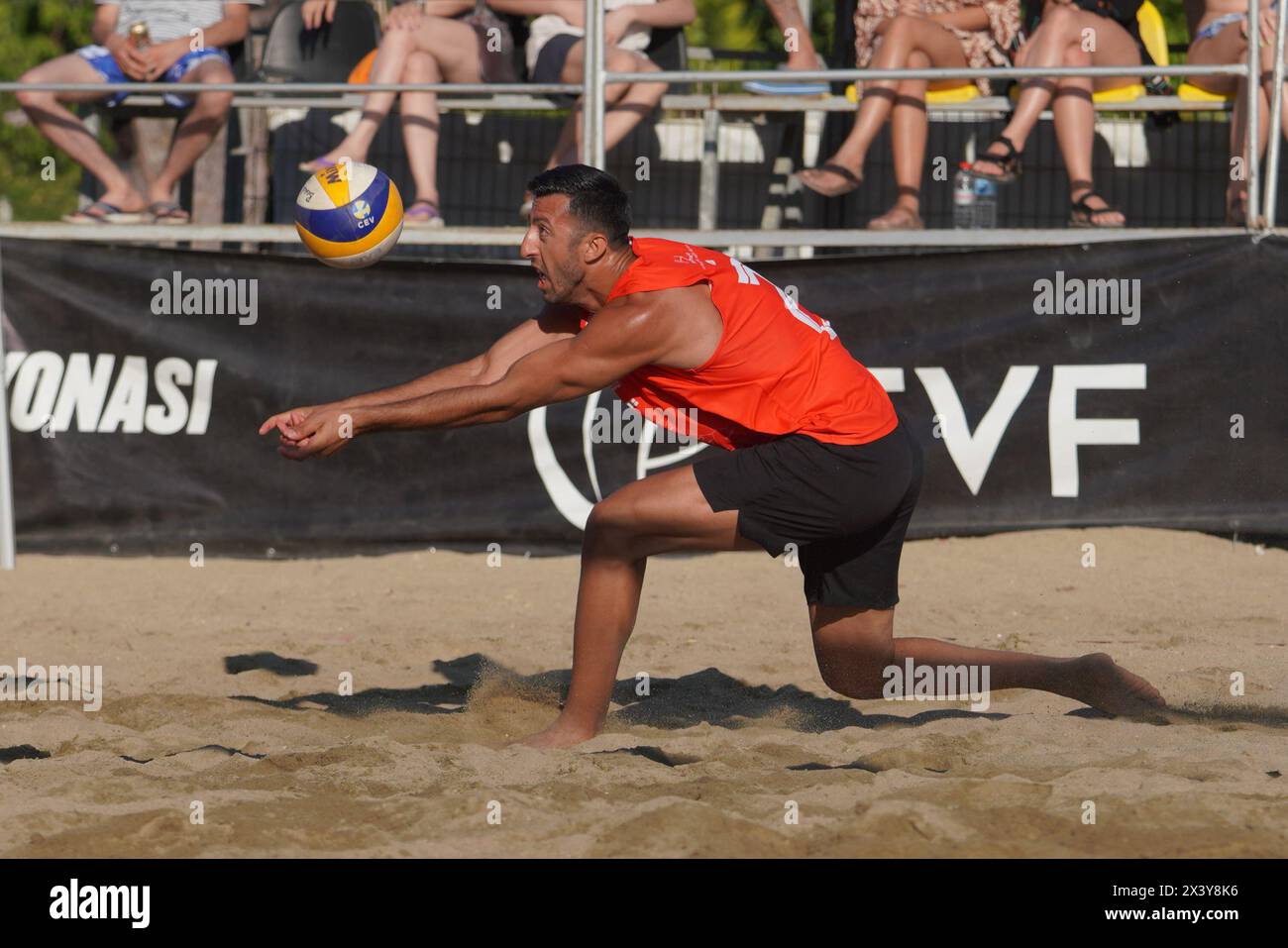 BALIKESIR, TURKIYE - JULY 09, 2023: Undefined athlete in action during Pro Beach Tour Erdek, Ocaklar Leg Stock Photo