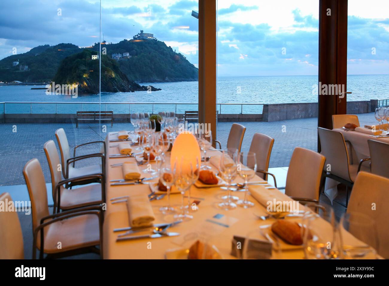 Bokado restaurant, La Concha Bay, Donostia (San Sebastian), Guipuzcoa, Basque Country, Spain Stock Photo