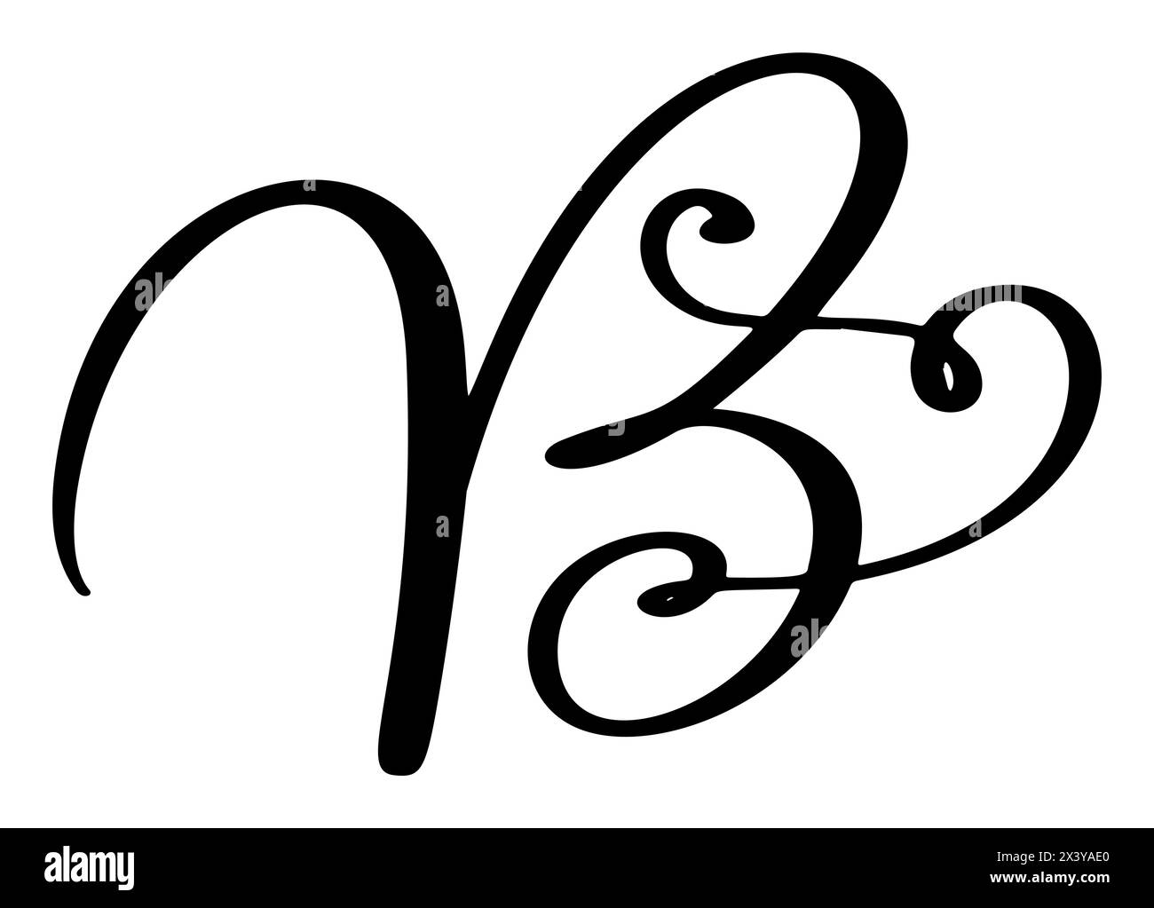 Vector calligraphy hand drawn letter B. Script font icon logo ...