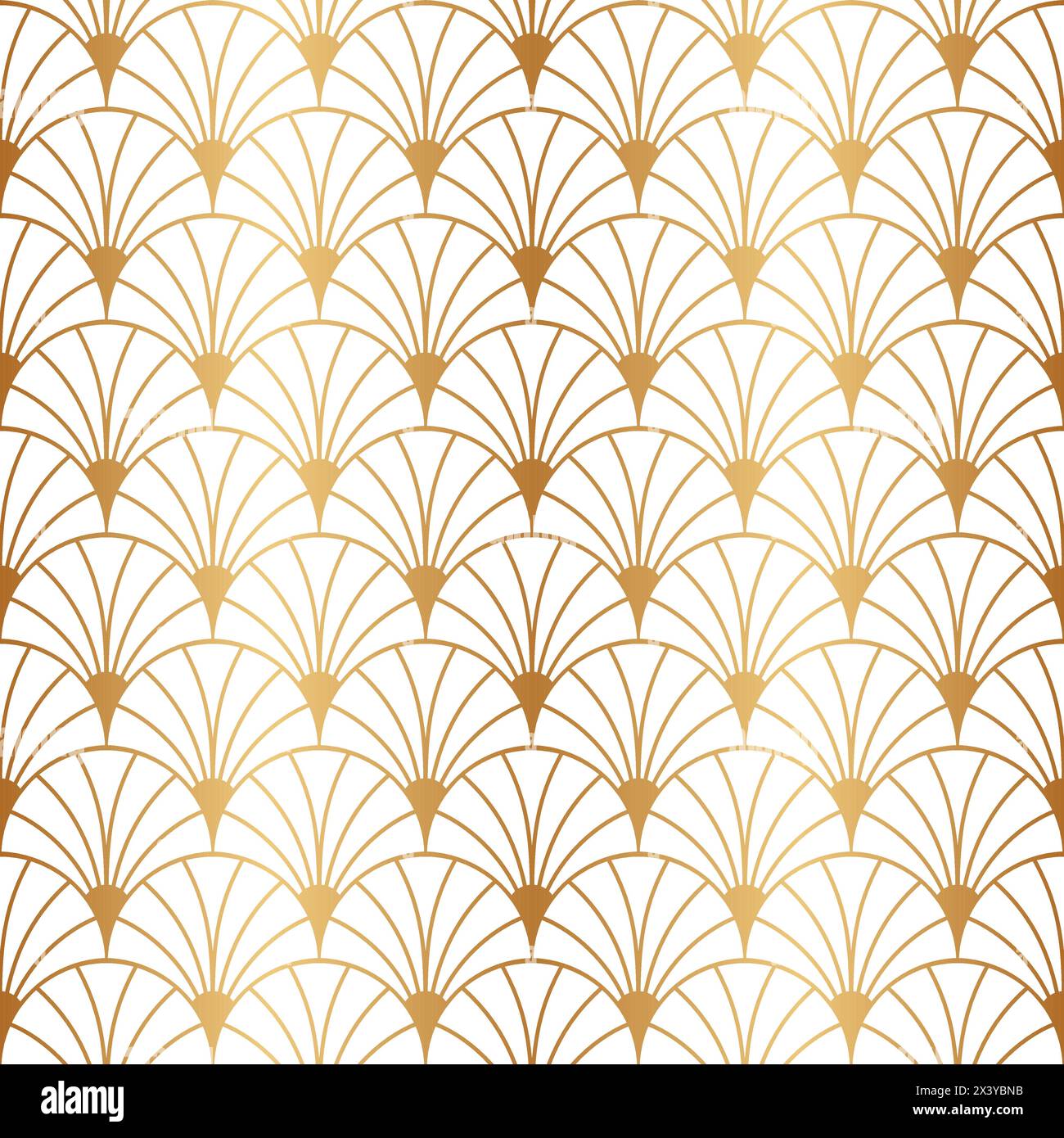 Art deco gold seamless pattern. Repeated golden fan patern. Abstract nouveau background for prints design. Repeating geometric lattice. Gatsby repeat Stock Vector