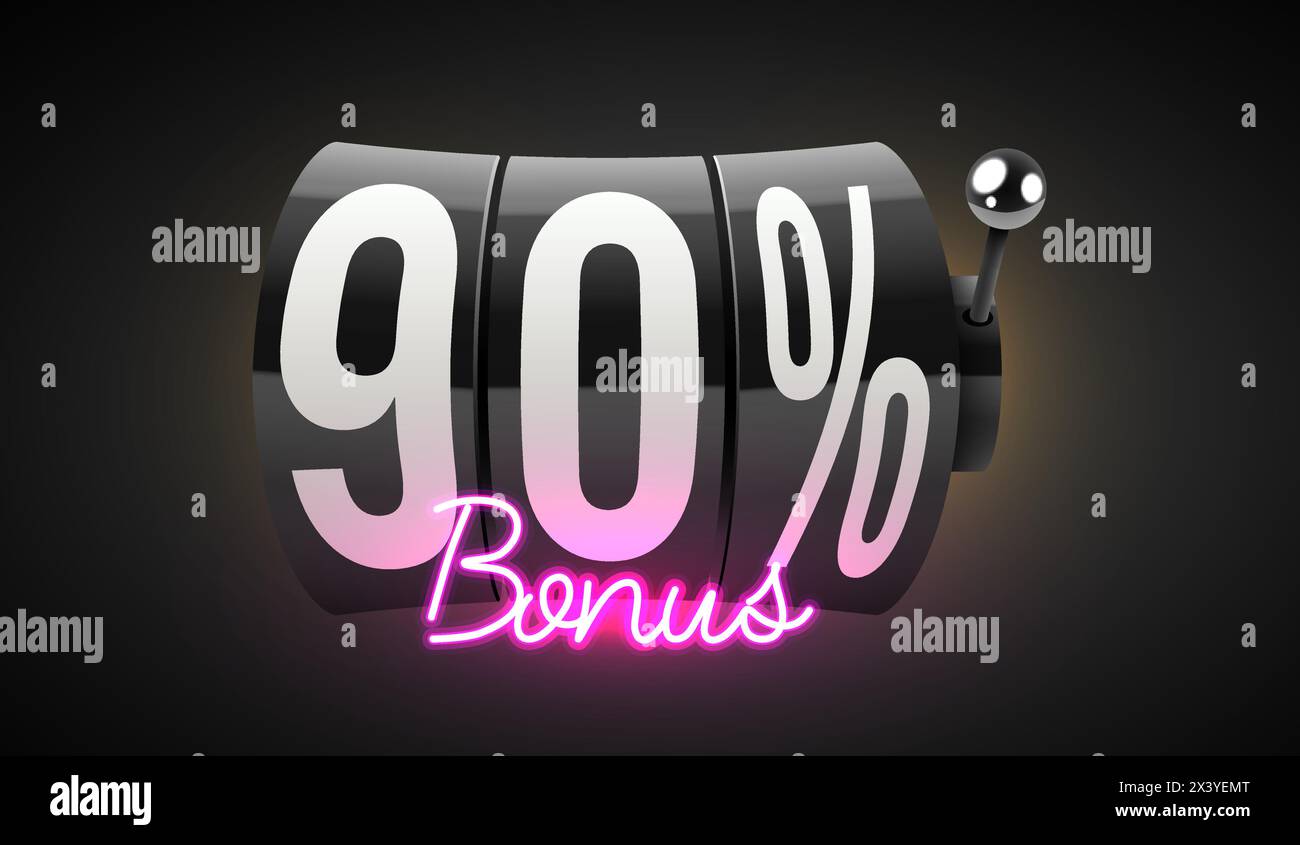 90 percent bonus. Black slot machine wins the jackpot. 777. Big win ...