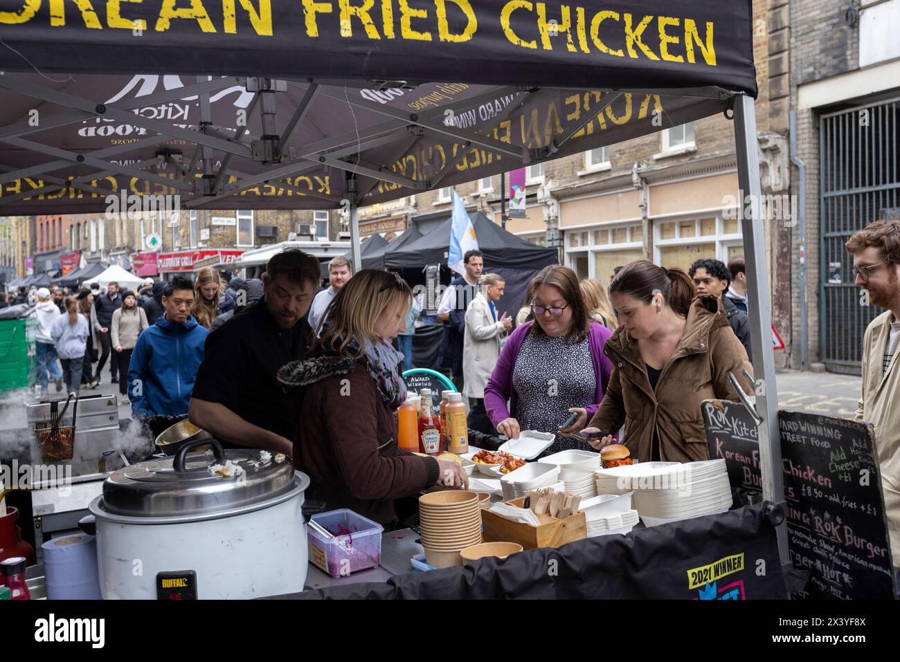 Leather Lane, a street in central London with many stalls offering ...