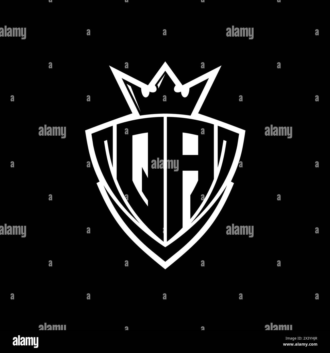 QA Bold letter logo with sharp triangle shield shape with crown inside ...