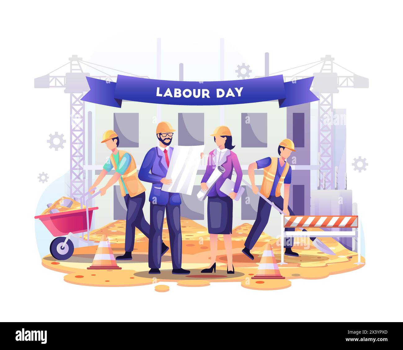 Happy Labour day. Construction workers are working on building in Labour Day On 1 May. vector illustration Stock Vector