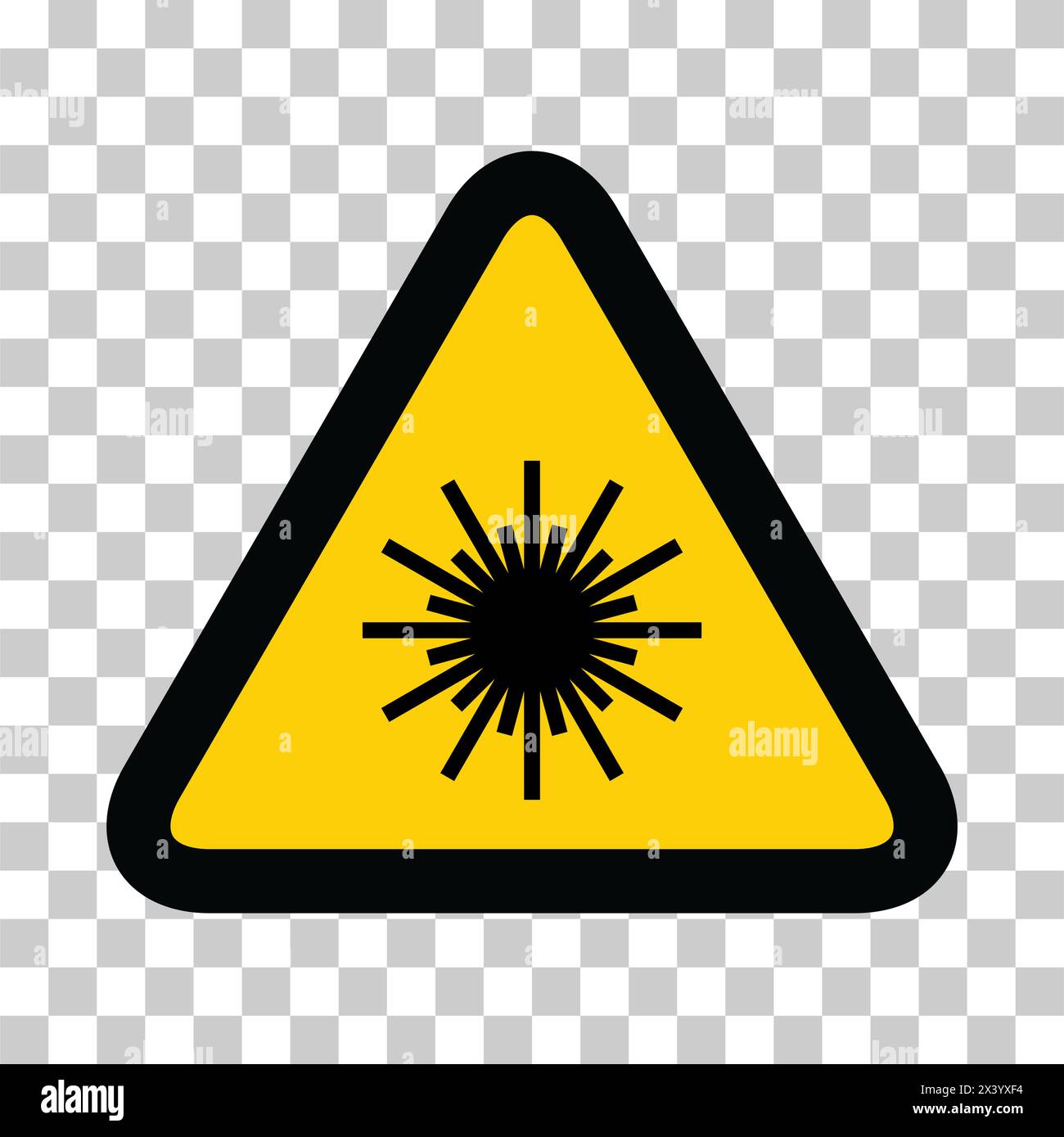 Laser radiation danger label icon, safety protection information symbol ...