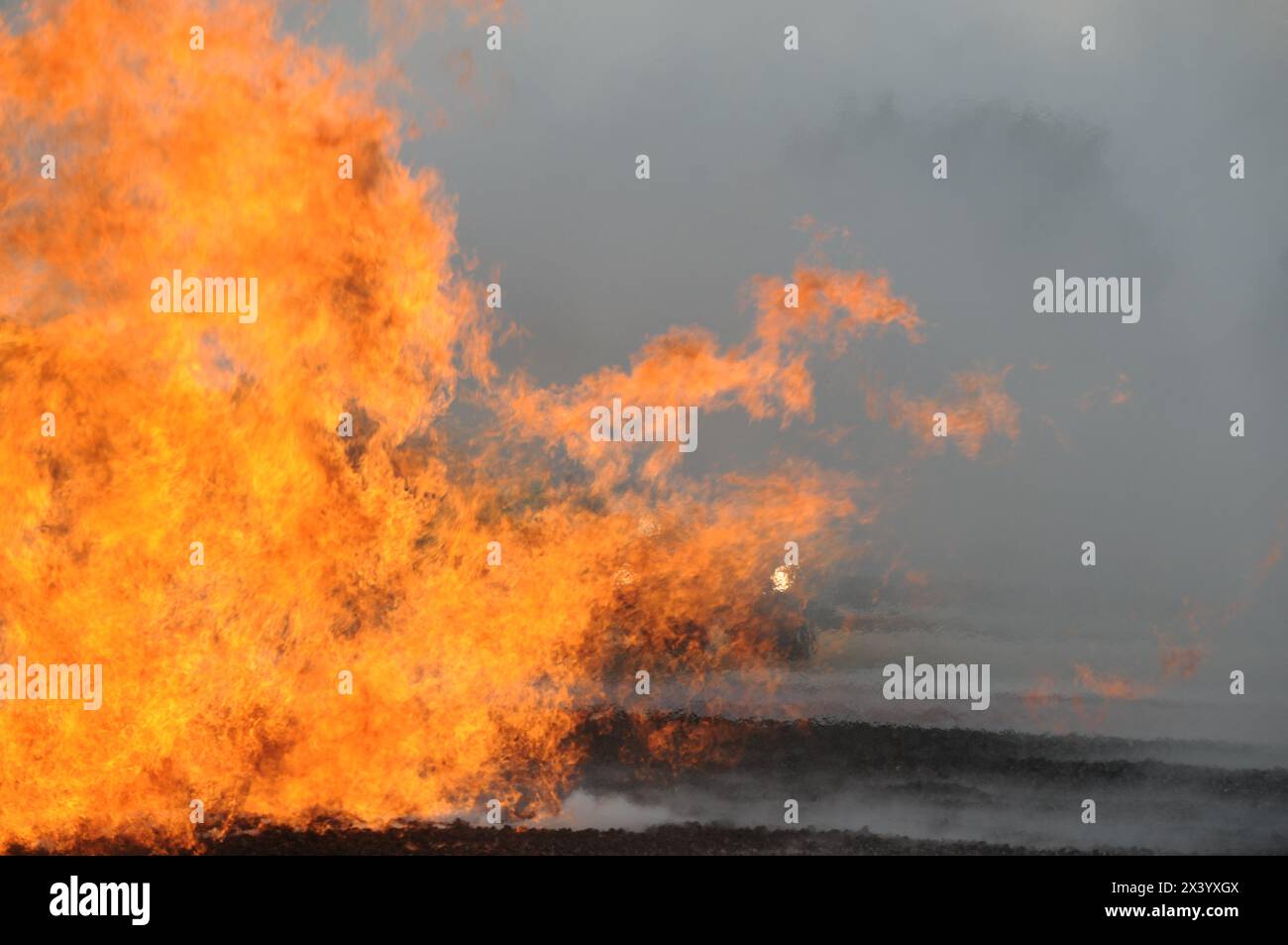 Crash Simulator Flames, Texas Stock Photo