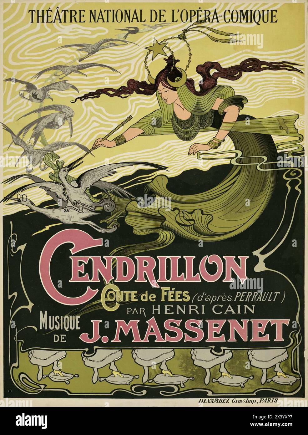 Vintage French illustration: Poster for the Opera Cendrillon (Cinderella) by Jules Massenet, 1899. illustrator:   Émile Bertrand Stock Photo