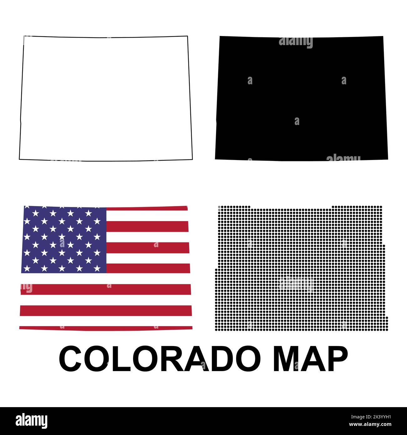 Set of Colorado map, united states of america. Flat concept icon symbol vector illustration . Stock Vector