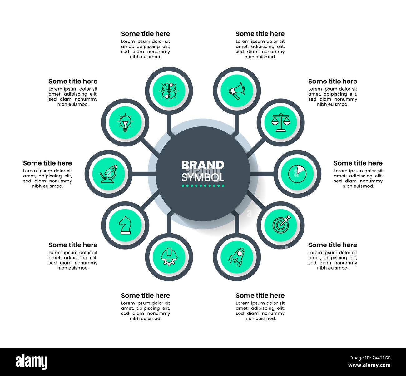 Infographic template with icons and 10 options or steps. Circle. Can be used for workflow layout, diagram, banner, webdesign. Vector illustration Stock Vector