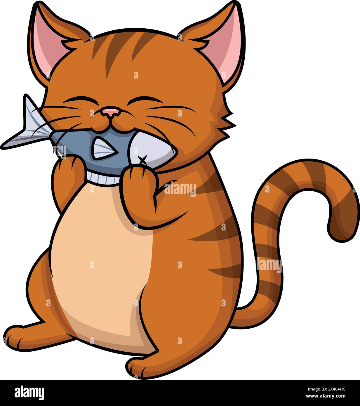Cat eating fish vector cartoon clip art Stock Vector Image & Art - Alamy