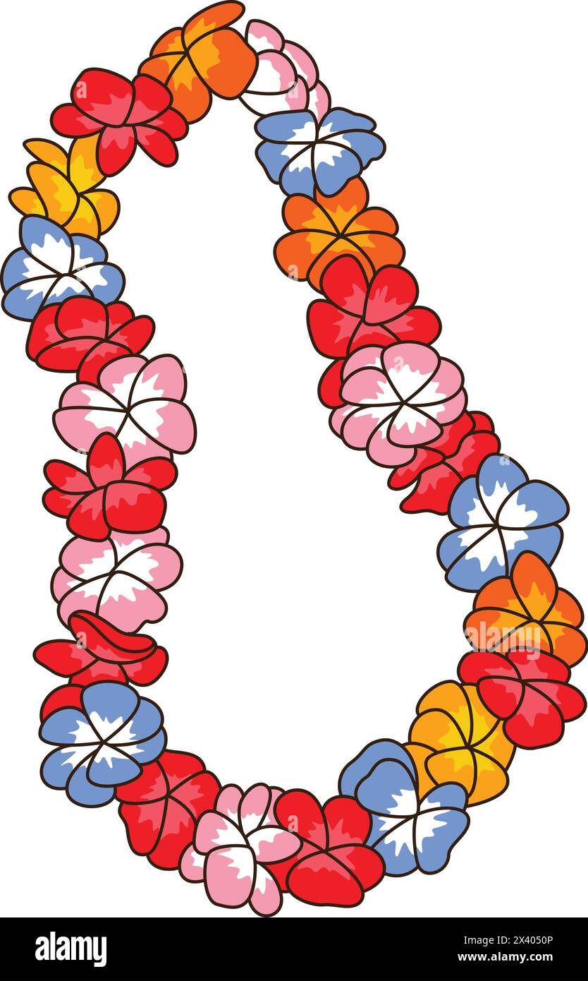 Hawaiian flower lei vector cartoon clip art Stock Vector