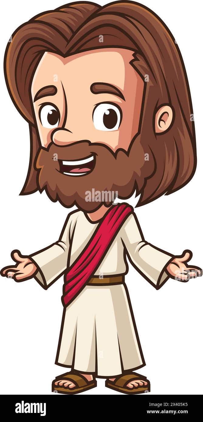 Jesus welcoming everyone vector cartoon clip art Stock Vector